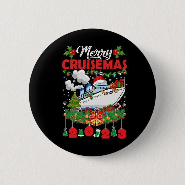 Merry Cruisemas Family Cruise Christmas 2023 Fun B Button (Front)