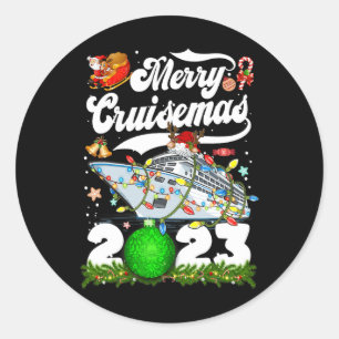Merry Cruisemas Family Cruise Christmas 2023 Fun Classic Round Sticker