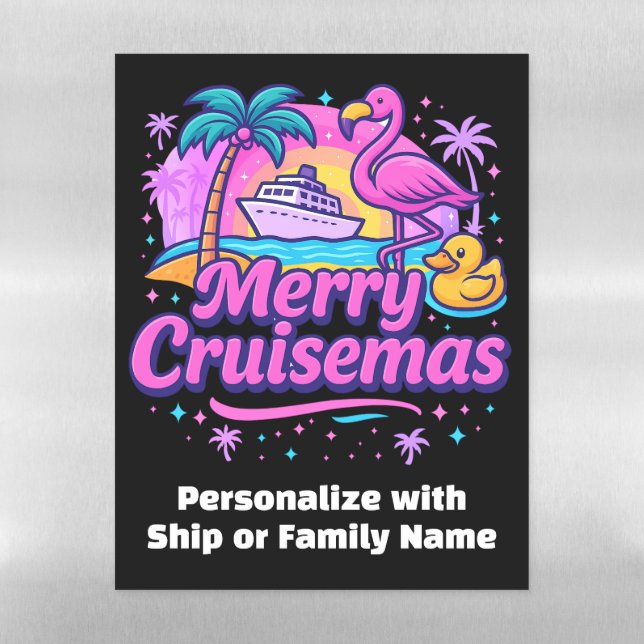 Merry Cruisemas Flamingo Cruise Magnet Magnetic Dry Erase Sheet (Vertical)