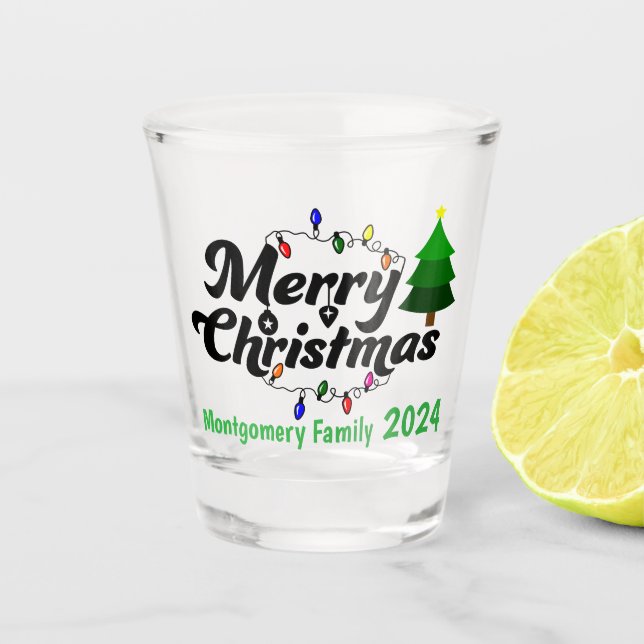 Merry Cruisemas Personalized Family  Shot Glass (Front)