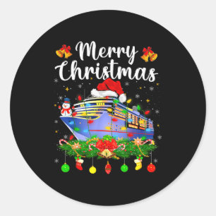 Merry Cruisemas Xmas Lighting Santa Cruise Ship Ch Classic Round Sticker