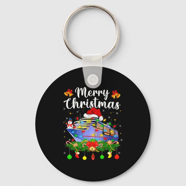 Merry Cruisemas Xmas Lighting Santa Cruise Ship Ch Keychain (Front)