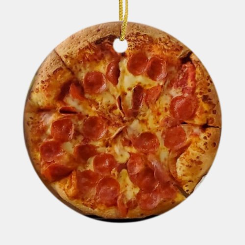 Merry Crustmas Deep Dish Pepperoni Pizza Ceramic Ornament