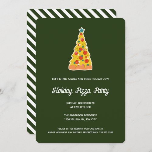 Merry Crustmas Fun Green Christmas Pizza Party Invitation