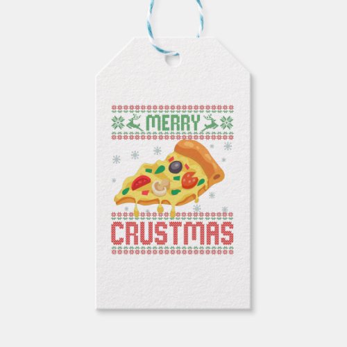 Merry Crustmas Funny Christmas Pizza Ugly Sweater Gift Tags