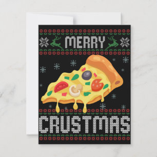Merry Crustmas Funny Christmas Pizza Ugly Sweater Note Card