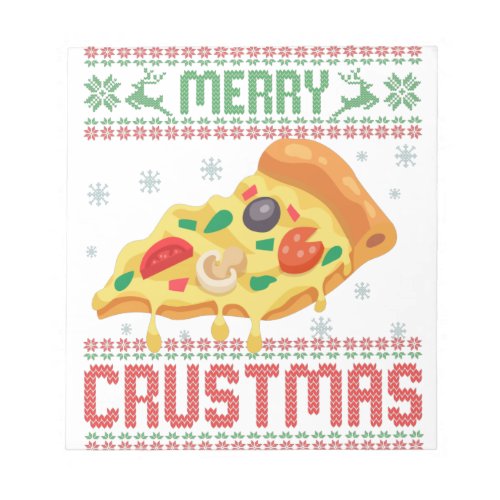 Merry Crustmas Funny Christmas Pizza Ugly Sweater Notepad