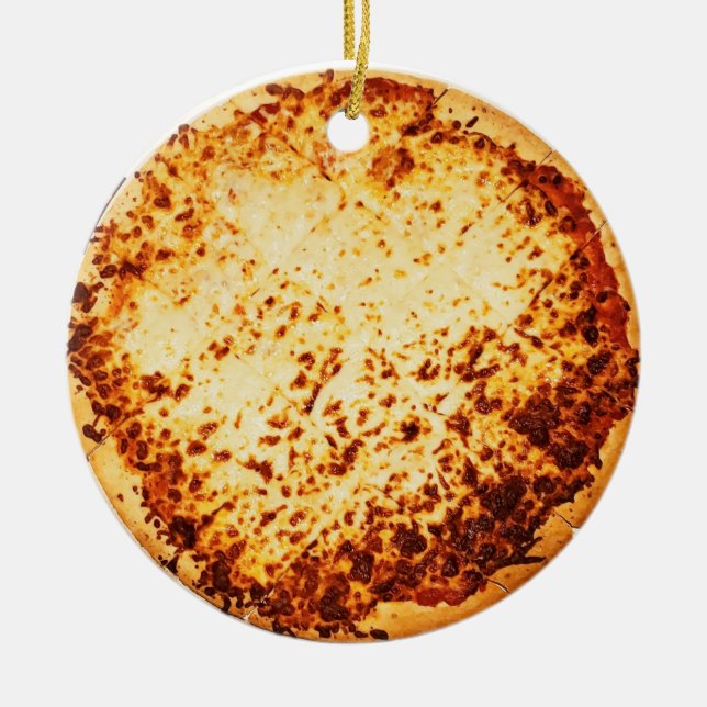 Merry Crustmas Funny Pizza Christmas  Ceramic Ornament (Front)