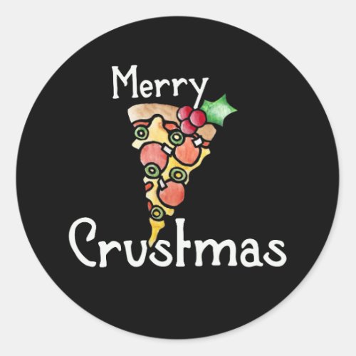 Merry Crustmas Pizza Christmas  Classic Round Sticker