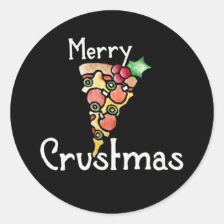 Merry Crustmas Pizza Christmas Classic Round Sticker