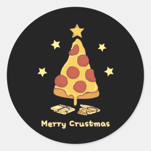 Merry Crustmas _ Pizza Christmas Classic Round Sticker