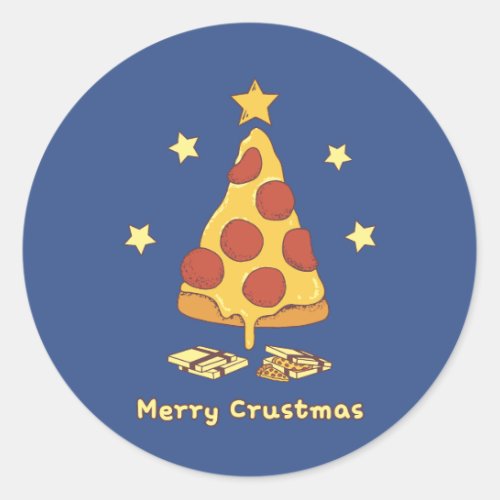 Merry Crustmas _ Pizza Christmas Classic Round Sticker