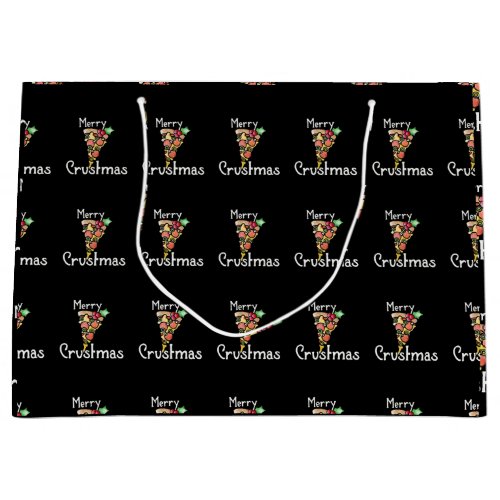 Merry Crustmas Pizza Christmas Large Gift Bag