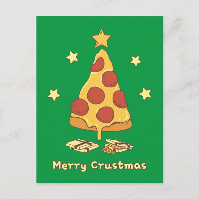 Merry Crustmas - Pizza Christmas  Postcard (Front)