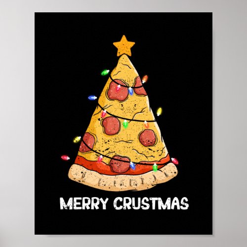 Merry Crustmas Pizza Christmas Tree Christmas Poster