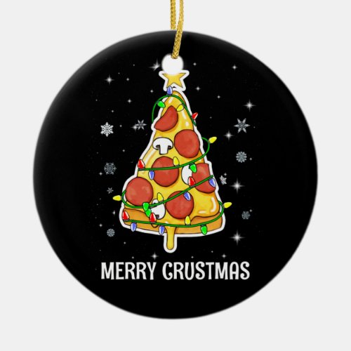 Merry Crustmas Pizza Christmas Tree Xmas Gifts Ceramic Ornament