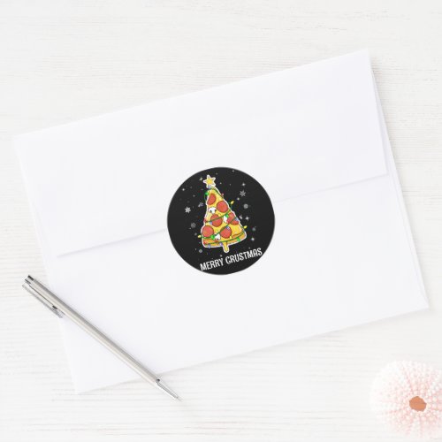 Merry Crustmas Pizza Christmas Tree Xmas Gifts Classic Round Sticker