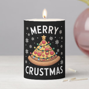 Merry Crustmas Pizza Christmas Tree Xmas Gifts Pillar Candle