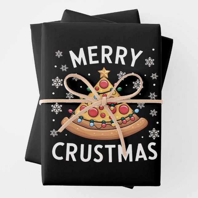 Merry Crustmas Pizza Christmas Tree Xmas Gifts  Wrapping Paper Sheets (In situ)