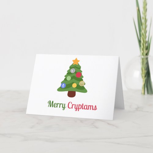 Merry Cryptmas Tree Bitcoin Litecoin Christmas Holiday Card