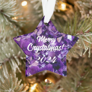 Merry Crystalmas Purple Amethyst Crystal Ornament