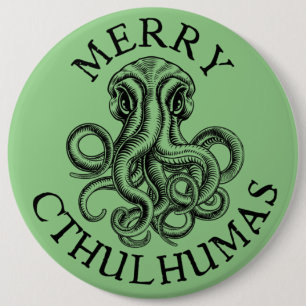 Merry Cthulhumas Lovecraft Cthulhu Button