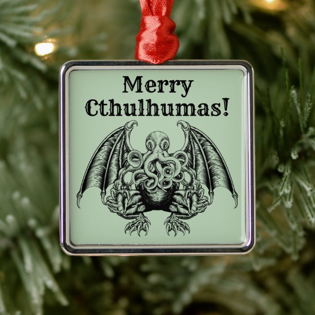 Merry Cthulhumas Lovecraft Cthulhu Metal Ornament (Tree)