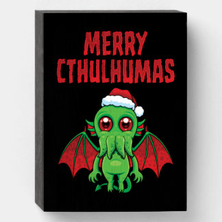 Merry Cthulhumas Seasons Greetings Wooden Box Sign