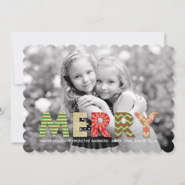Merry Cutouts Holiday Photo Cards (Front)