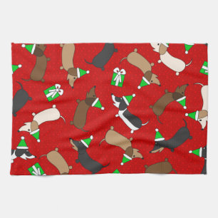 Merry Dachshunds Kitchen Towel