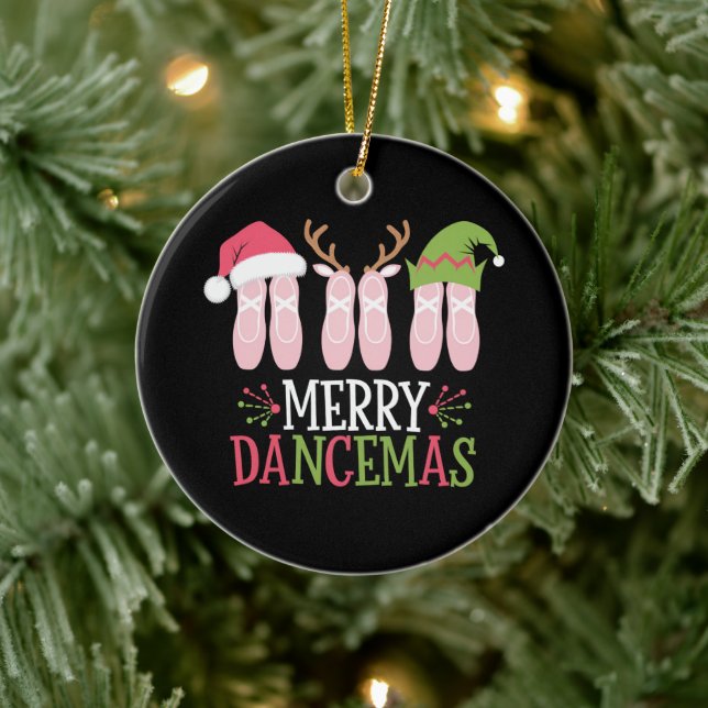 Merry Dancemas Christmas Ballet Shoes Dancing Ceramic Ornament (Tree)