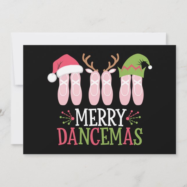Merry Dancemas Christmas Ballet Shoes Dancing Holiday Card (Front)
