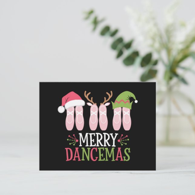 Merry Dancemas Christmas Ballet Shoes Dancing Holiday Postcard (Standing Front)