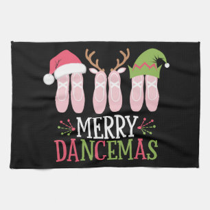 Merry Dancemas Christmas Ballet Shoes Dancing Kitchen Towel