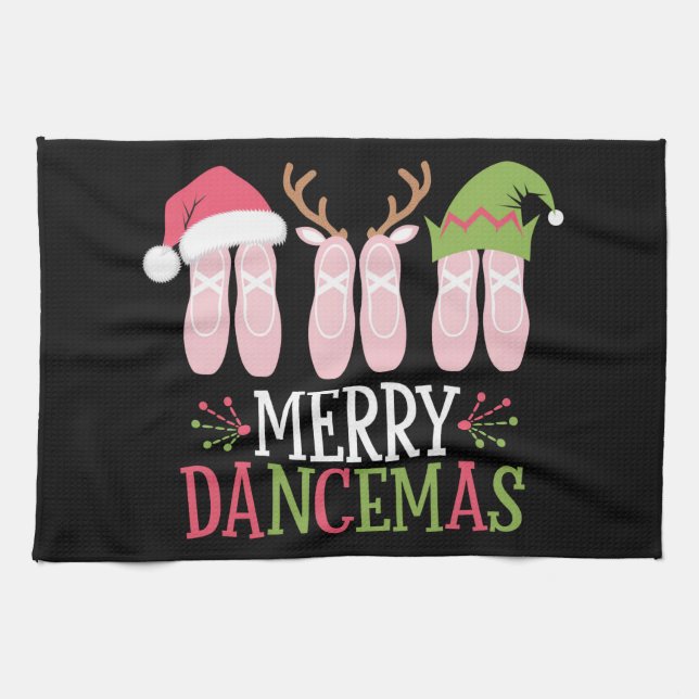 Merry Dancemas Christmas Ballet Shoes Dancing Kitchen Towel (Horizontal)