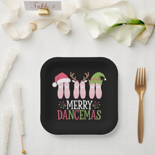 Merry Dancemas Christmas Ballet Shoes Dancing Paper Plates (Wedding)