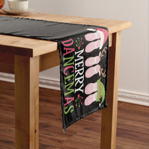 Merry Dancemas Christmas Ballet Shoes Dancing Short Table Runner