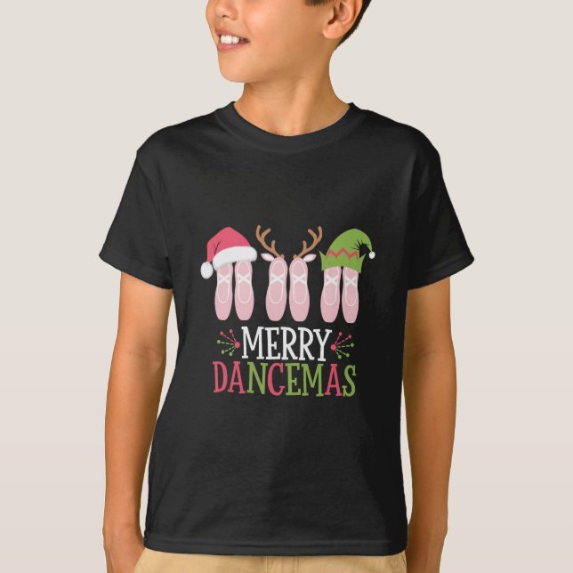 Merry Dancemas Christmas Ballet Shoes Dancing T-Shirt (Front)