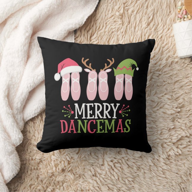 Merry Dancemas Christmas Ballet Shoes Dancing Throw Pillow (Blanket)