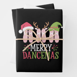 Merry Dancemas Christmas Ballet Shoes Dancing Wrapping Paper Sheets