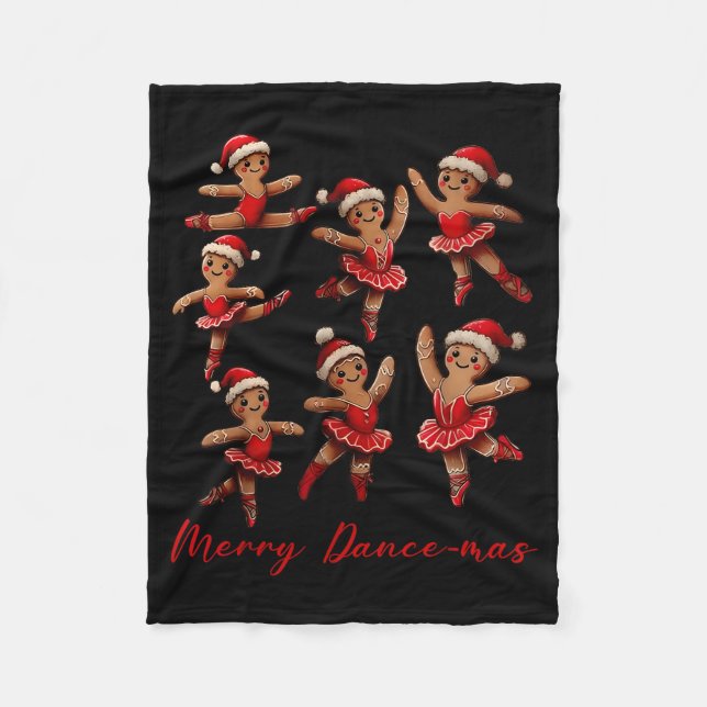 Merry Dancemas Gingerbread Dancer Ballet Christmas Fleece Blanket (Front)