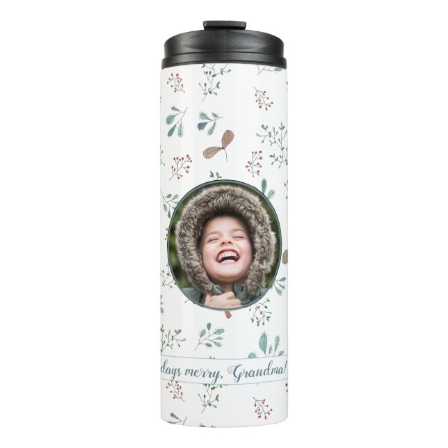 Merry Days Christmas Circle Photo Thermal Tumbler (Front)