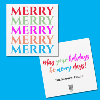 Merry Days Christmas Holiday Flat Card by KathyHenis at Zazzle