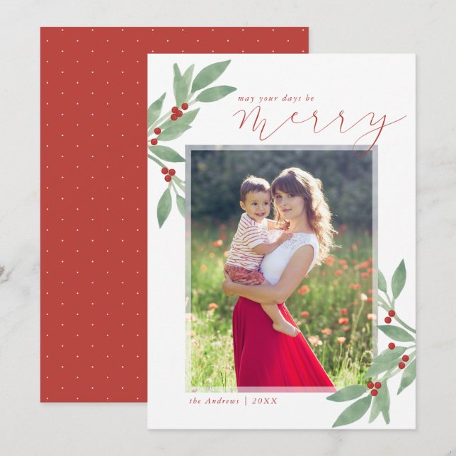 Merry Days  Holiday Photo Card (Front/Back)