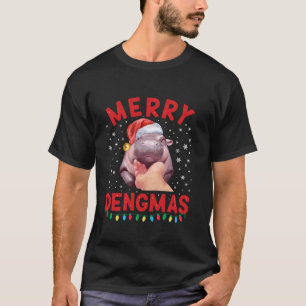 Merry Dengmas Moo Deng Christmas Hippo Pigmy Santa T-Shirt