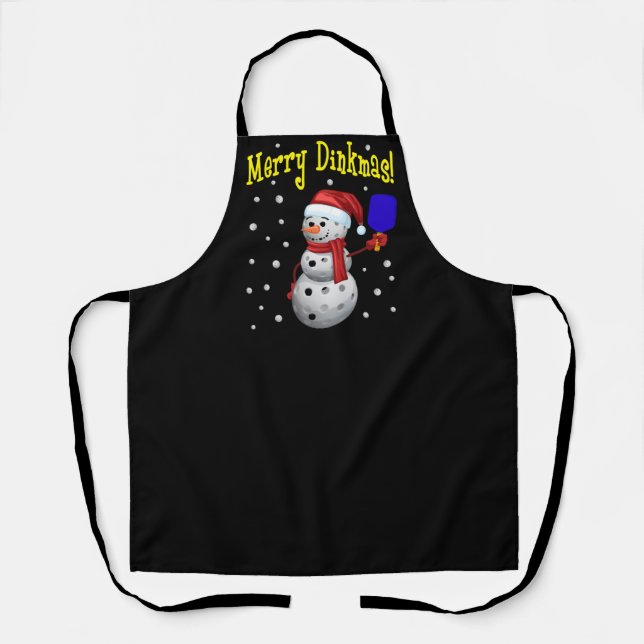 Merry Dinkmas - Pickleball Snowman Apron (Front)