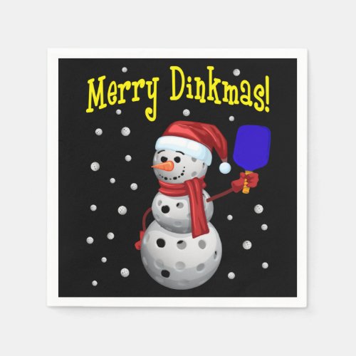 Merry Dinkmas _ Pickleball Snowman Napkins