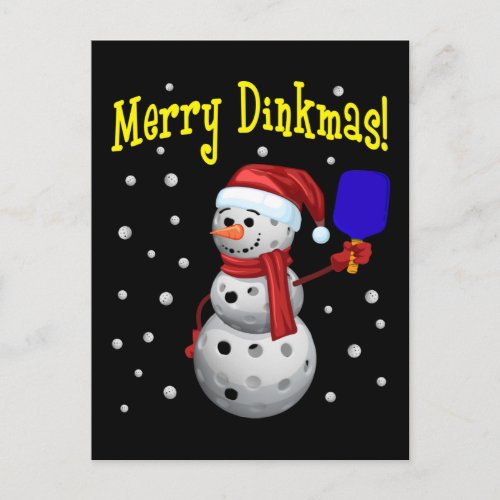 Merry Dinkmas _ Pickleball Snowman Postcard