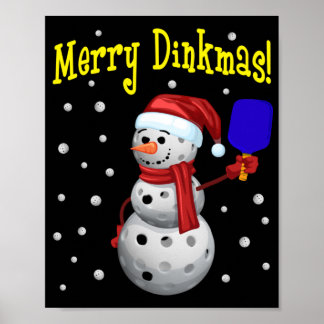 Merry Dinkmas - Pickleball Snowman Poster