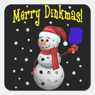 Merry Dinkmas - Pickleball Snowman Square Sticker